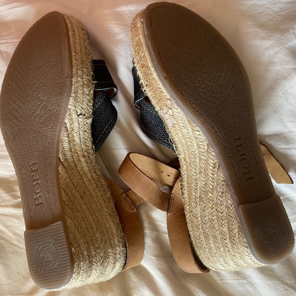 Brand New Women's Leather and Denim Platform Espadrilles - Picture 6 of 7